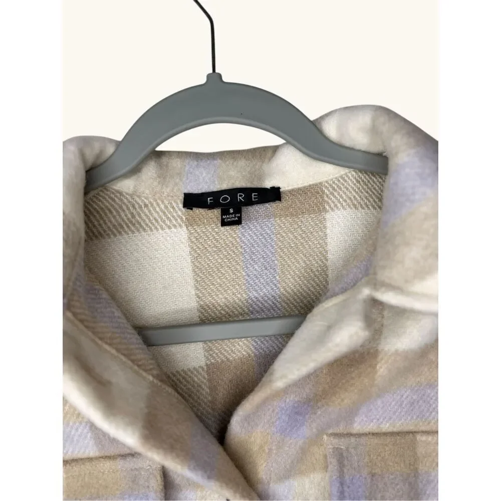 FORE Plaid Button-Up Wool Blend Shacket Size Small NWOT
